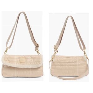 PAJAR Quilted Faux Shearling Trim Convertible Shoulder Bag